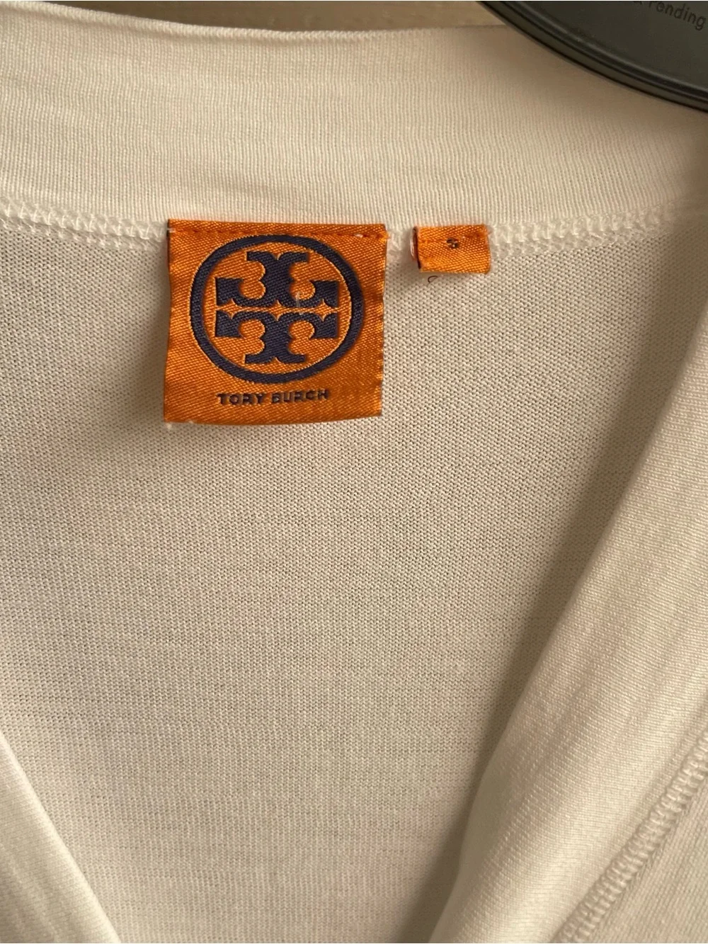 Tory Burch Simone V-Neck Cardigan Gold Logo Buttons Size S White Clean Girl
